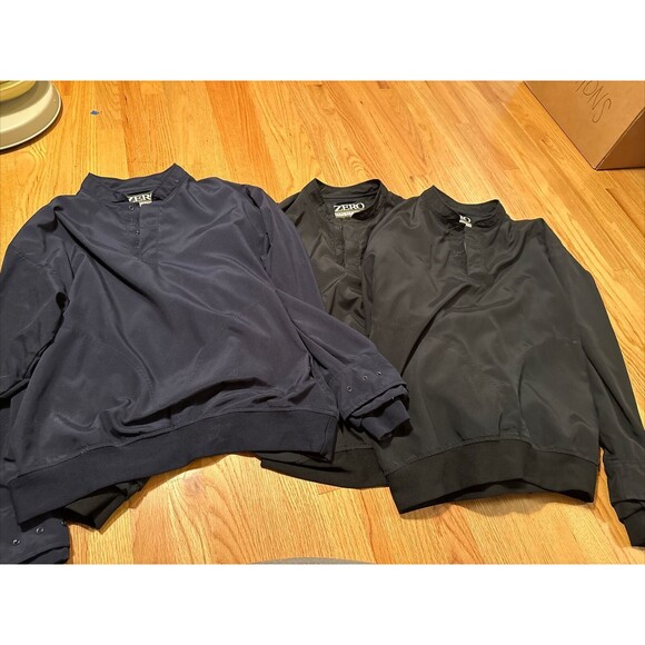 Lot Of 3 Zero Restriction Men’s Large Black Light Weight 1/4 Button Snap Jacket - Picture 1 of 7